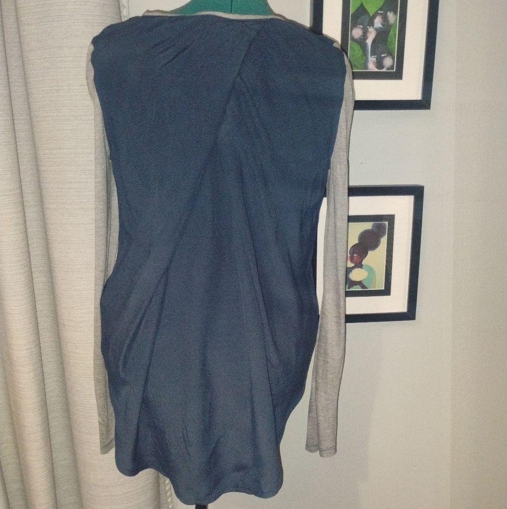 Calvin Klein Mixed Media Long-Sleeved Blouse in Slate Blue Sz M NWOT - Picture 6 of 9
